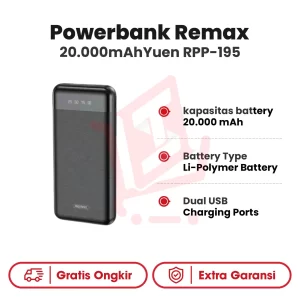 Powerbank Remax 20.000MAH Yuen RPP-195