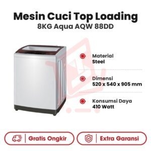 Mesin Cuci Top Loading 8KG Aqua AQW 88DD