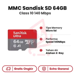 MMC Sandisk Micro SD 64GB Class 10 140 Mbps