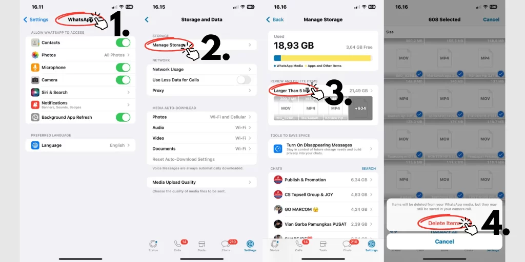 Gambar memori iphone penuh karena video wa