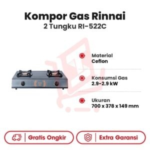 Kompor Gas Rinnai 2 Tungku RI-522C