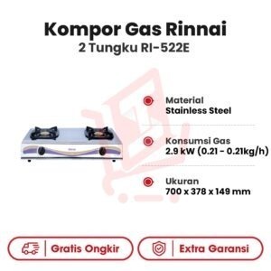 Kompor Gas Rinnai 2 Tungku RI-522E