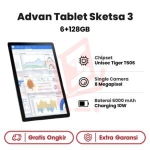 Advan Tablet Sketsa 3 6+128GB Grey Full Set Garansi Resmi