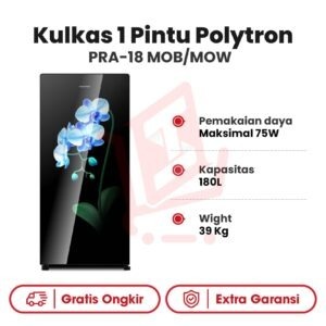 Kulkas 1 Pintu Polytron PRA-18 MOB/MOW