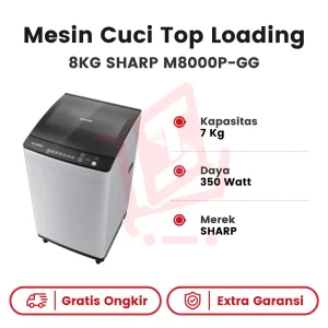 Mesin Cuci Top Loading 8KG SHARP M8000P-GG