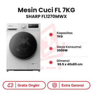 MESIN CUCI FRONT LOADING 7KG SHARP FL1270MWX