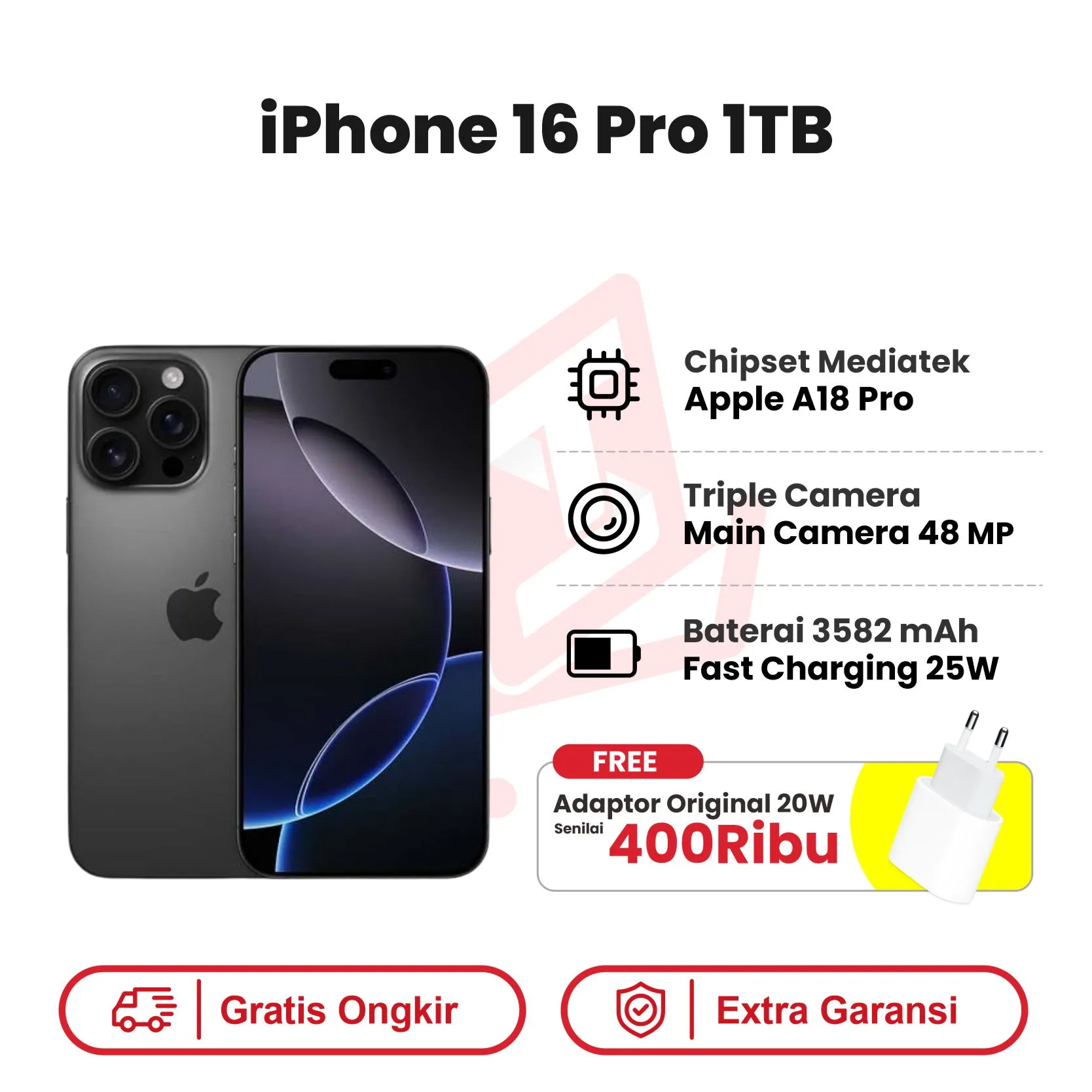 iphone 16 pro 1tb black adaptor