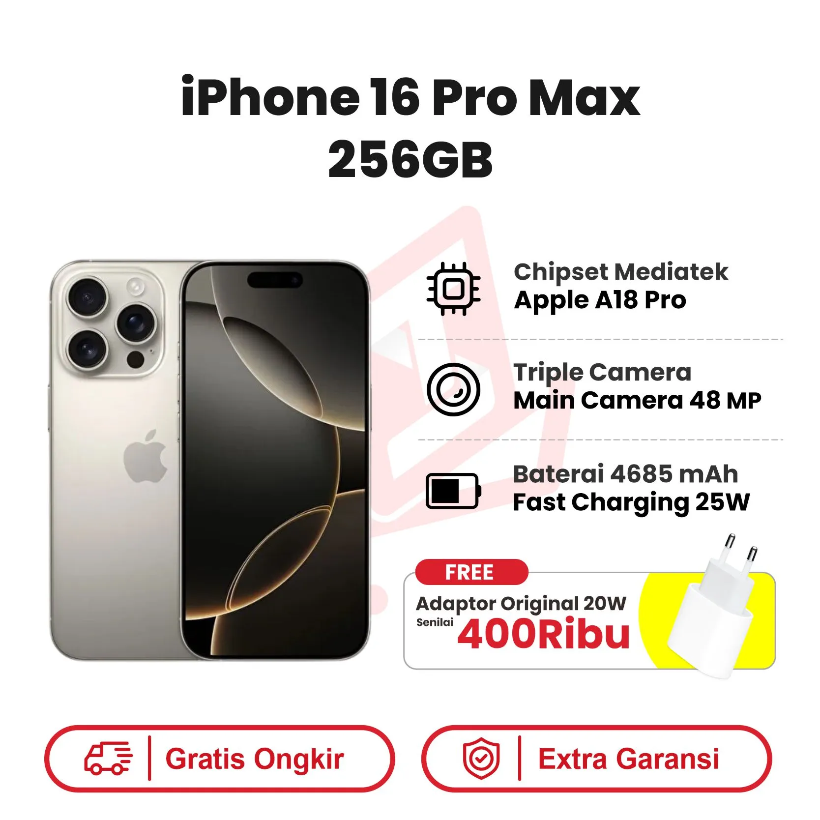 iphone 16 pro max 256 natural adaptor