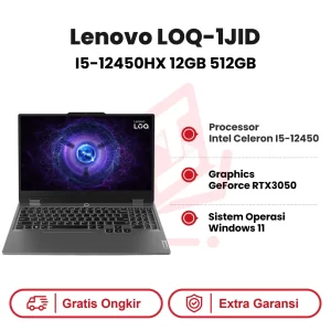 Laptop Lenovo LOQ-1JID I5-12450HX 12GB 512GB RTX3050 WIN11