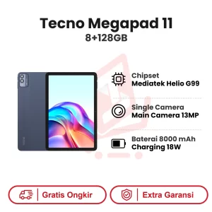 Tecno Megapad 11 8+128GB Garansi Resmi