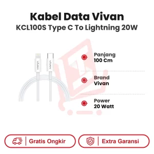 Kabel Data Vivan KCL100S Type C to Lighning 20W