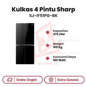 Kulkas 4 Pintu Sharp SJ-IF51PG-BK