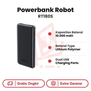 Powerbank Robot RT180S 10.000mAh Garansi Resmi
