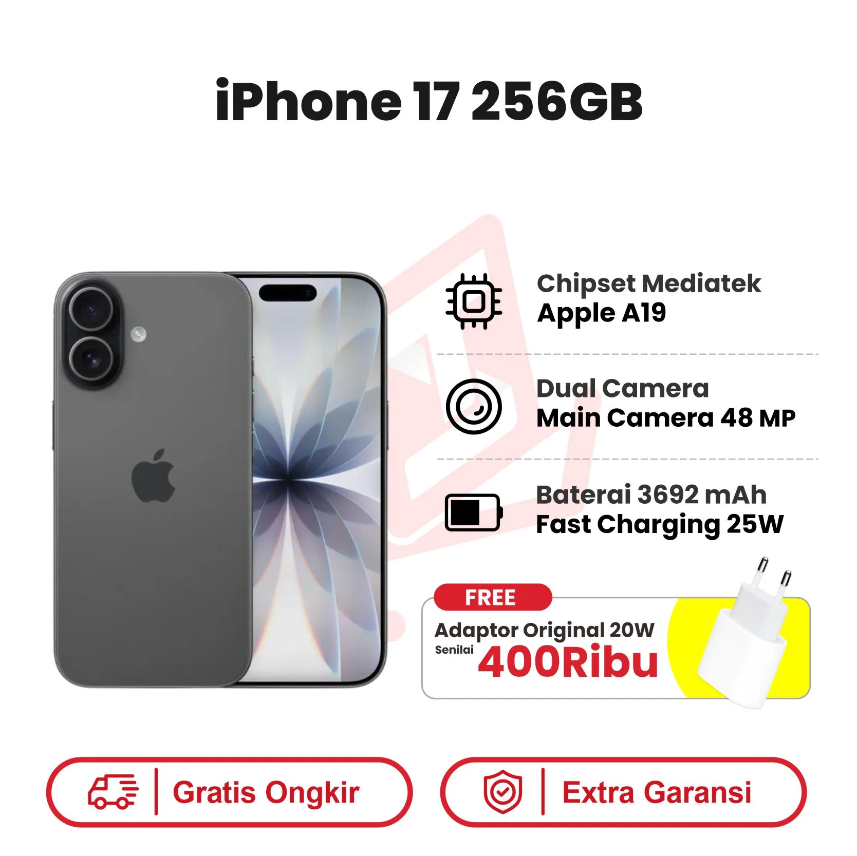 iphone 17 256 black adaptor